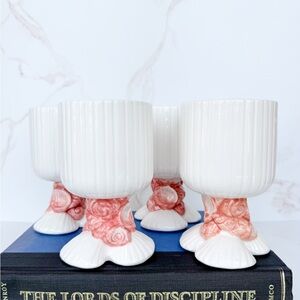 🐚 Vintage 1970s Fitz & Floyd “Oceana” Glass Shell & Coral Goblets - Set of 4